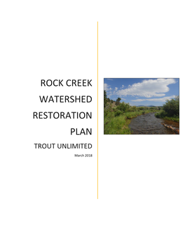 Rock Creek Watershed Restoration Plan TROUT UNLIMITED