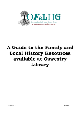 A Guide to the Family and Local History Resources Available at Oswestry