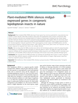 Plant-Mediated Rnai Silences Midgut-Expressed Genes In