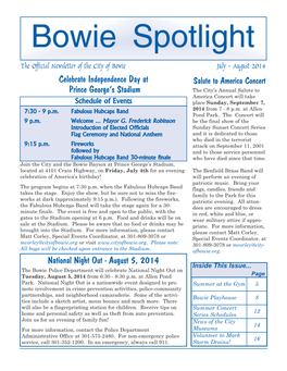 The Official Newsletter of the City of Bowie July