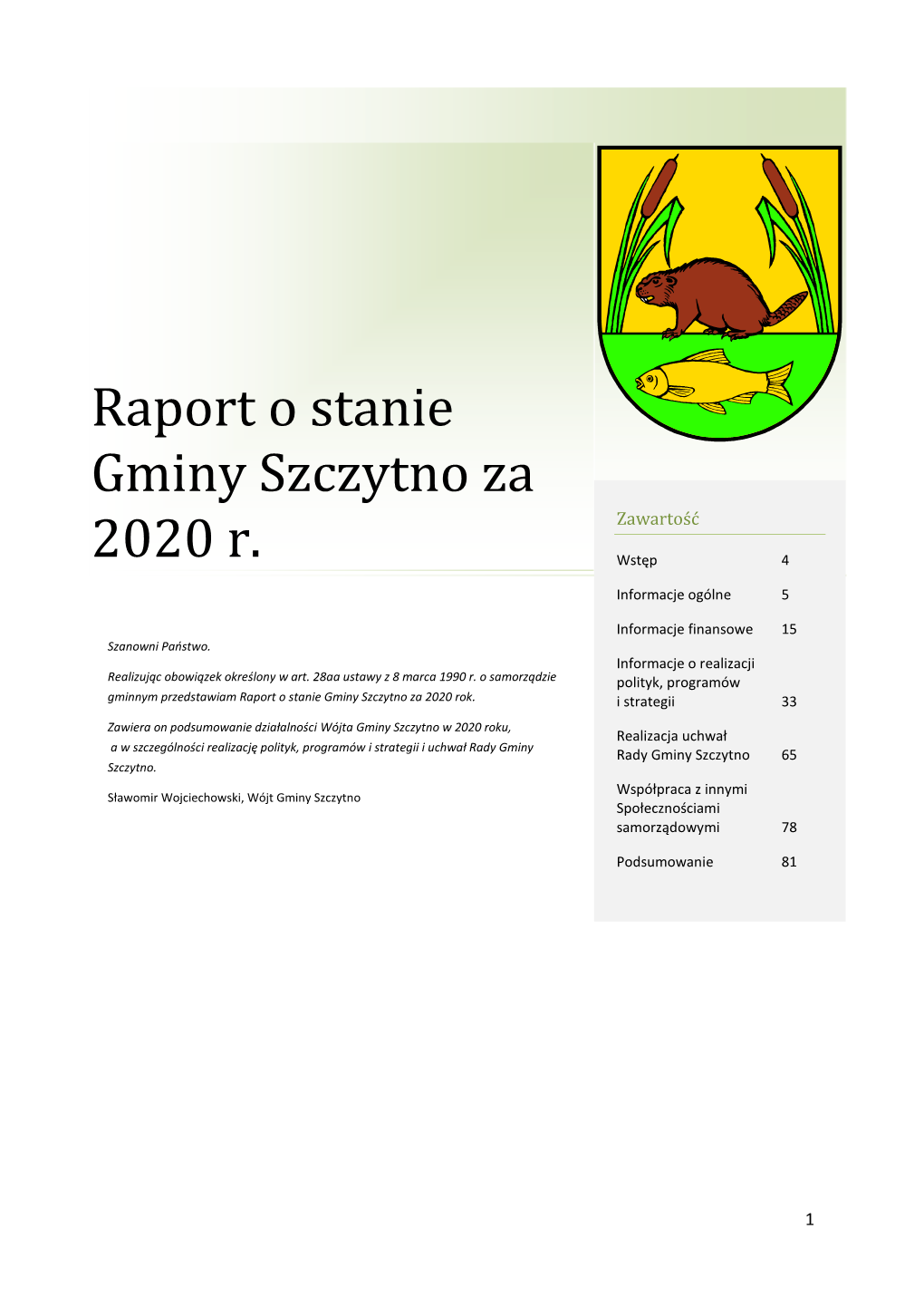 Raport O Stanie Gminy Szczytno Za 2020 R