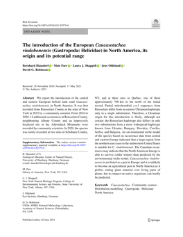 The Introduction of the European Caucas...Ca, Its Origin and Its Potential Range