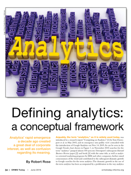 Defining Analytics: a Conceptual Framework