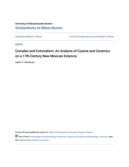 Comales and Colonialism: an Analysis of Cuisine and Ceramics on a 17Th-Century New Mexican Estancia