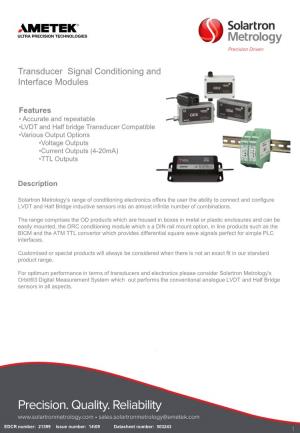 Transducer Signal Conditioning and Interface Modules