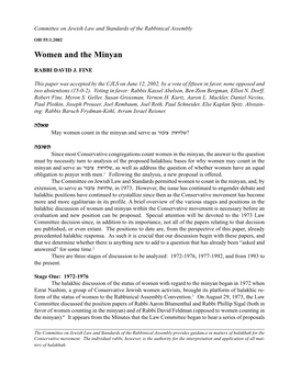 Women and the Minyan