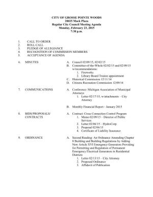 City Council Agenda February 23, 2015
