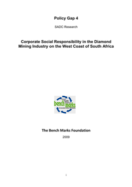 Policy Gap 4 Corporate Social Responsibility in the Diamond