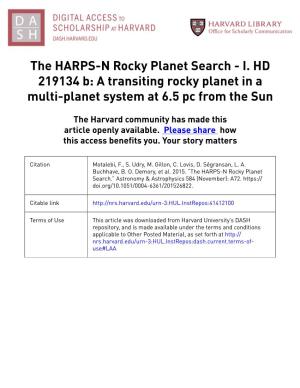 The HARPS-N Rocky Planet Search - I