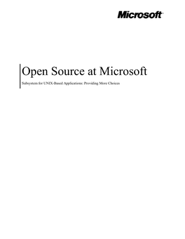 Open Source at Microsoft