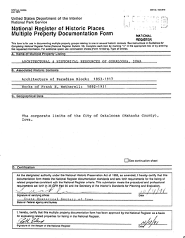 National Register of Historic Places 3! Multiple Property Documentation Form NATIONAL