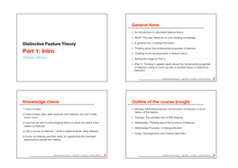 Part 1: Intro Charting Some Developments in Feature Theory