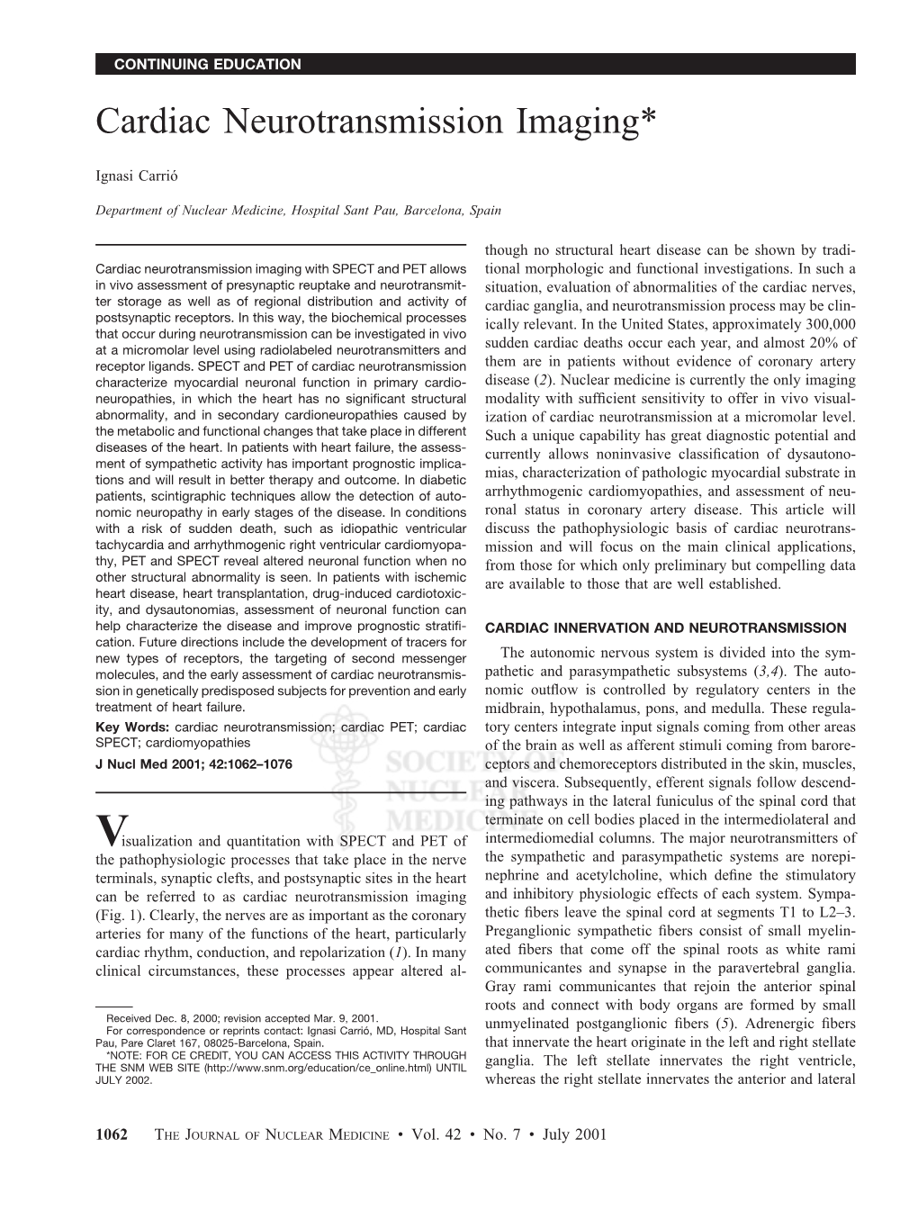 Cardiac Neurotransmission Imaging*