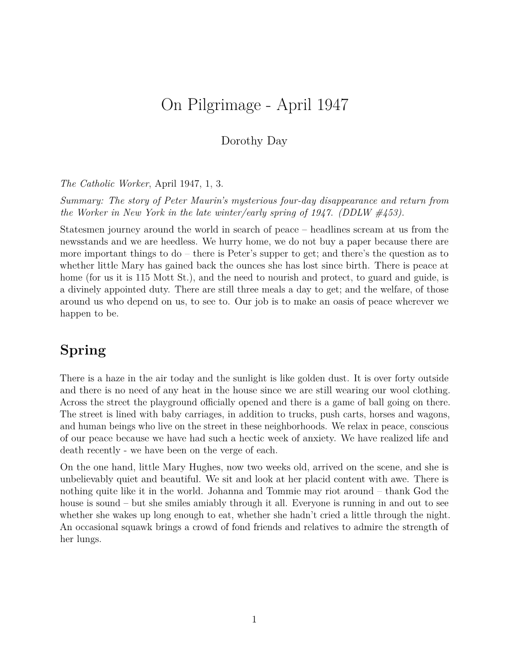 On Pilgrimage - April 1947