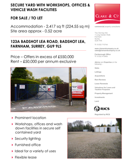 Secure Yard with Workshops, Offices & Vehicle Wash