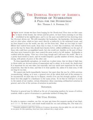 Systems of Numeration: a Plea for the Duodecimal, V1.0