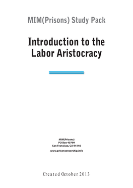 Introduction to the Labor Aristocracy