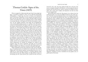 Thomas Carlyle: Signs of the Times (1829)