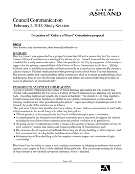 Council Communication February 2, 2015, Study Session