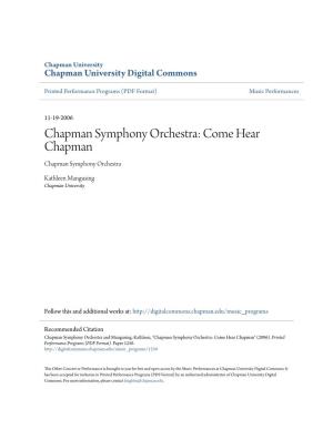 Chapman Symphony Orchestra: Come Hear Chapman Chapman Symphony Orchestra