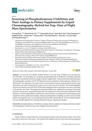 Screening of Phosphodiesterase-5 Inhibitors and Their Analogs in Dietary Supplements by Liquid Chromatography–Hybrid Ion Trap–Time of Flight Mass Spectrometry