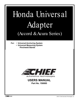 Honda Universal Adapter (Accord & Acura Series) Users Manual