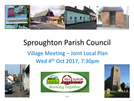 Sproughton Parish Council Village Meeting – Joint Local Plan Wed 4Th Oct 2017, 7:30Pm