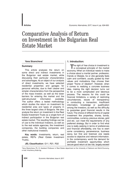 Comparative Analysis of Return on Investment in the Bulgarian Real Estate Market