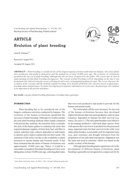 Evolution of Plant Breeding ARTICLE
