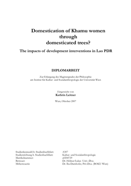 Domestication of Khamu Women Through Domesticated Trees?