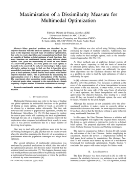 Maximization of a Dissimilarity Measure for Multimodal Optimization