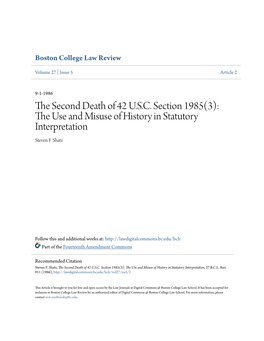 The Second Death of 42 USC Section 1985(3)