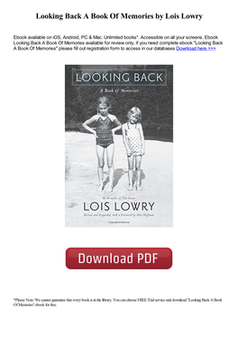 Looking Back a Book of Memories by Lois Lowry