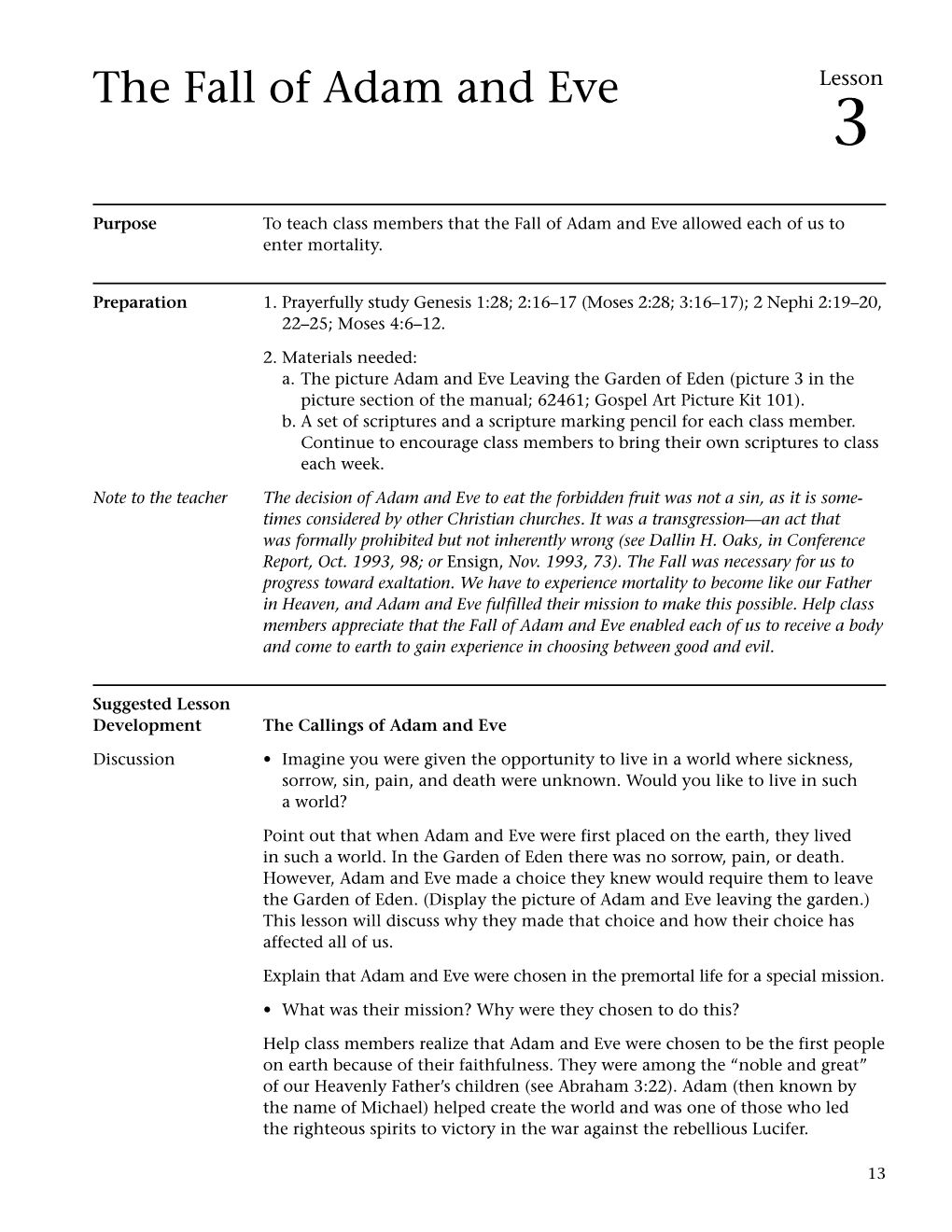 The Fall of Adam and Eve Lesson 3