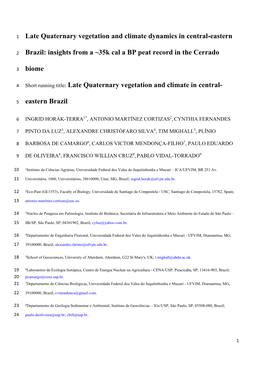 Late Quaternary Vegetation and Climate Dynamics in Central-Eastern