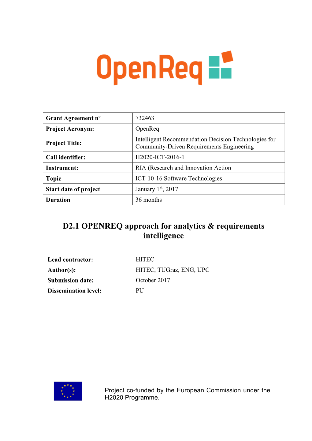 D2.1 OPENREQ Approach for Analytics & Requirements Intelligence