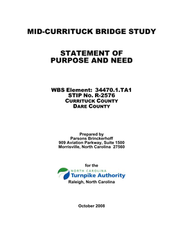 Mid-Currituck Bridge Study Statement of Purpose And