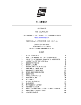 Council Minutes – October 22, 2008