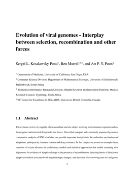 Evolution of Viral Genomes - Interplay Between Selection, Recombination and Other Forces