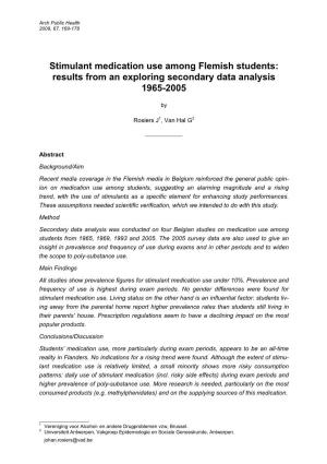 Stimulant Medication Use Among Flemish Students: Results from an Exploring Secondary Data Analysis 1965-2005