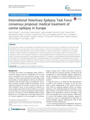 Medical Treatment of Canine Epilepsy in Europe Sofie F.M