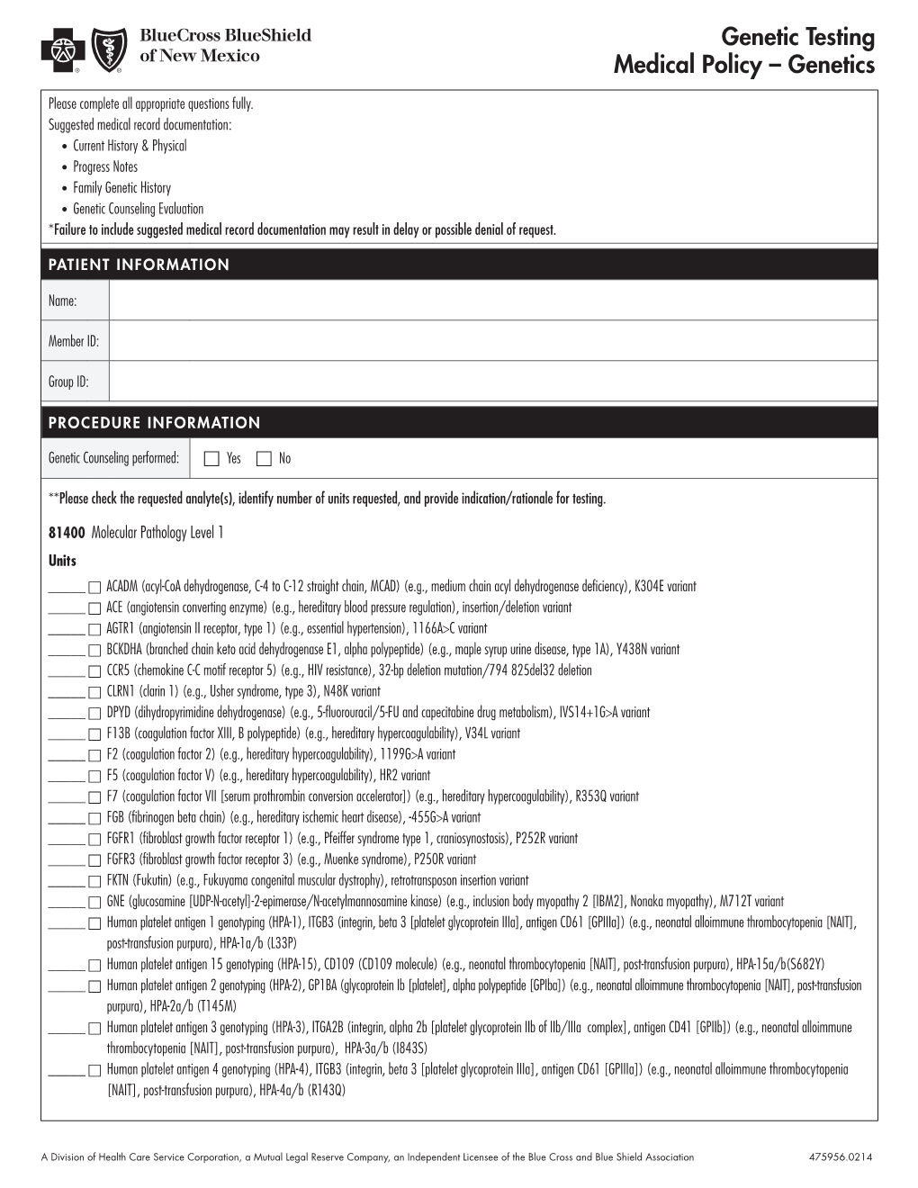 Genetic Testing Medical Policy – Genetics