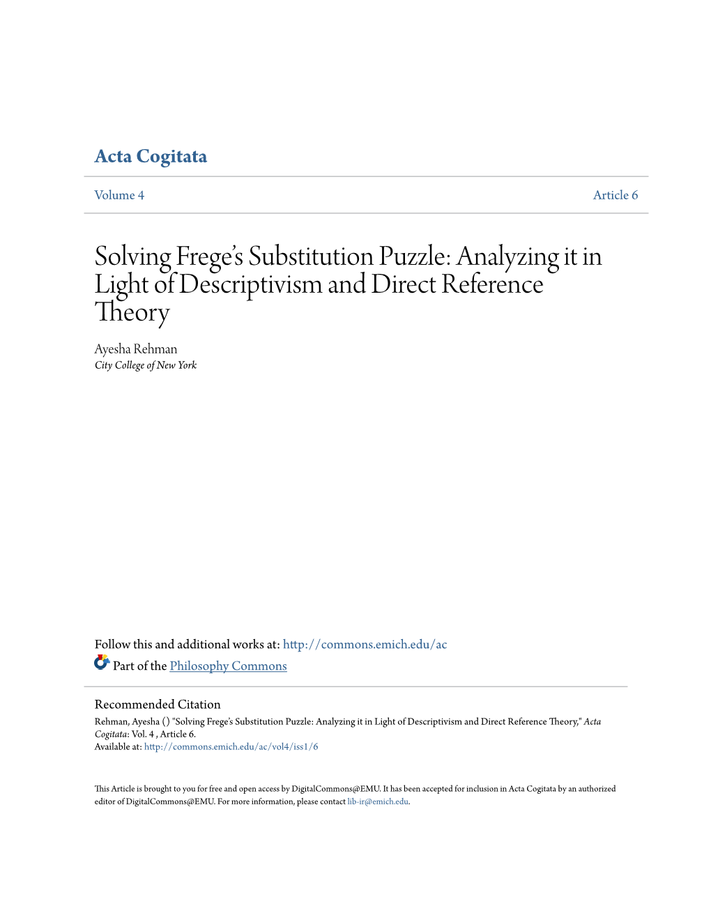 Solving Frege's Substitution Puzzle: Analyzing It in Light of Descriptivism and Direct Reference Theory