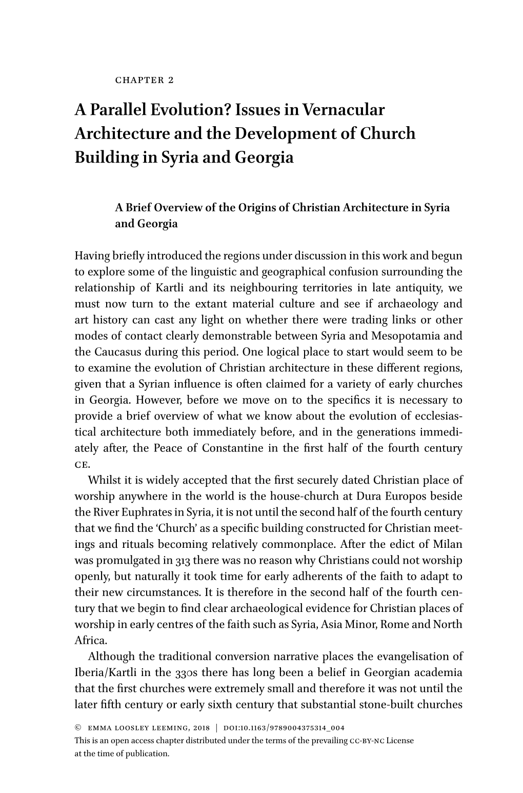 A Parallel Evolution? Issues in Vernacular Architecture and the Development of Church Building in Syria and Georgia