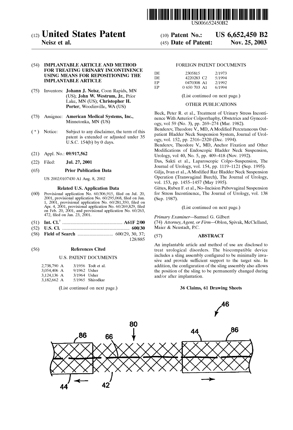 (12) United States Patent (10) Patent No.: US 6,652,450 B2 Neisz Et Al