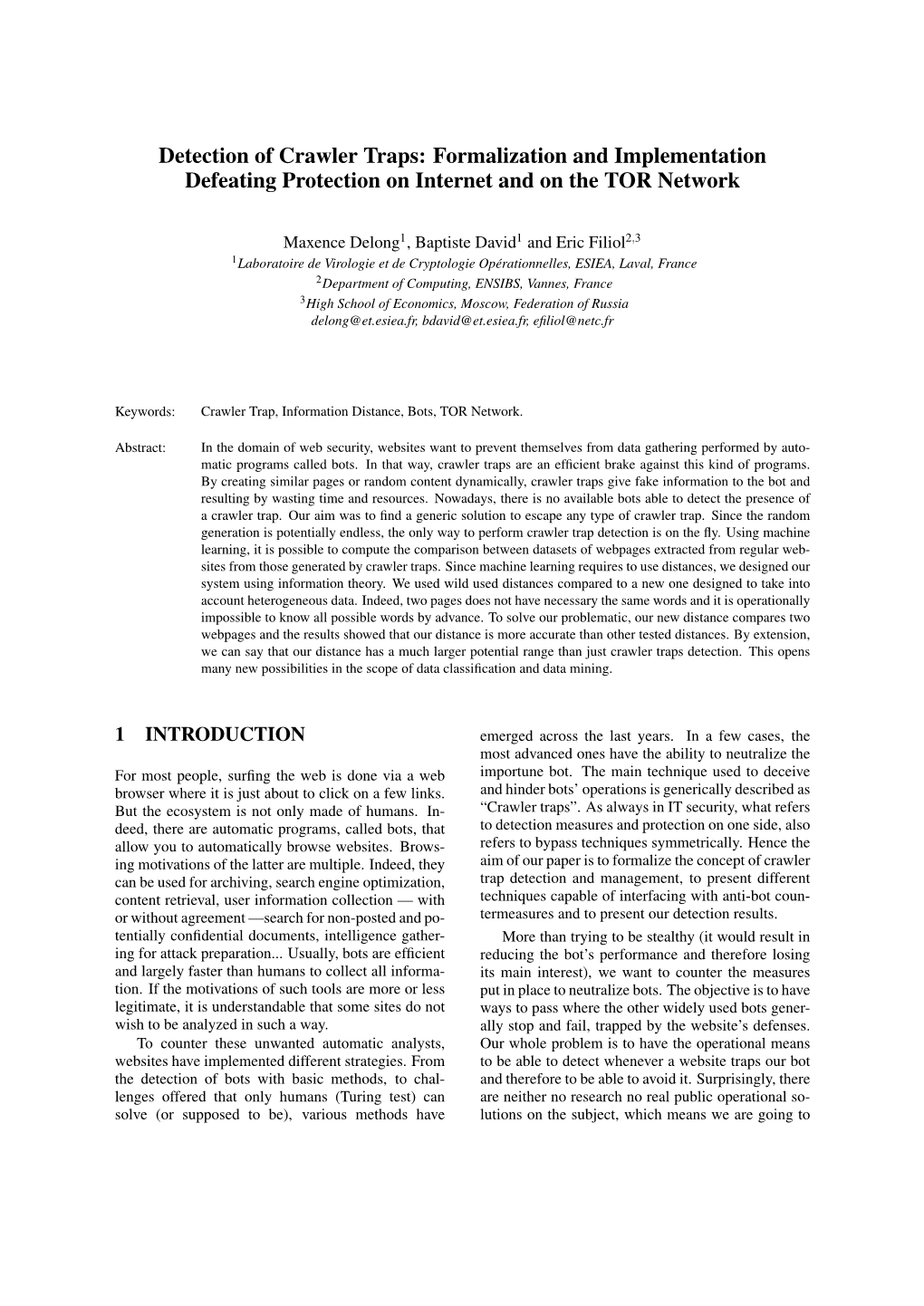 Detection of Crawler Traps: Formalization and Implementation Defeating Protection on Internet and on the TOR Network