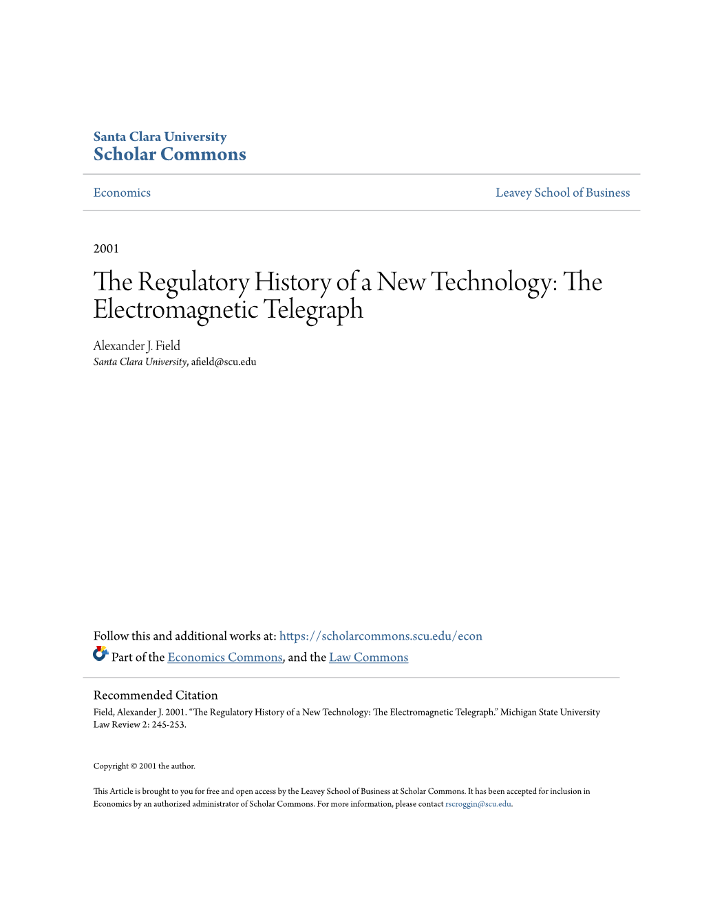 The Electromagnetic Telegraph Alexander J