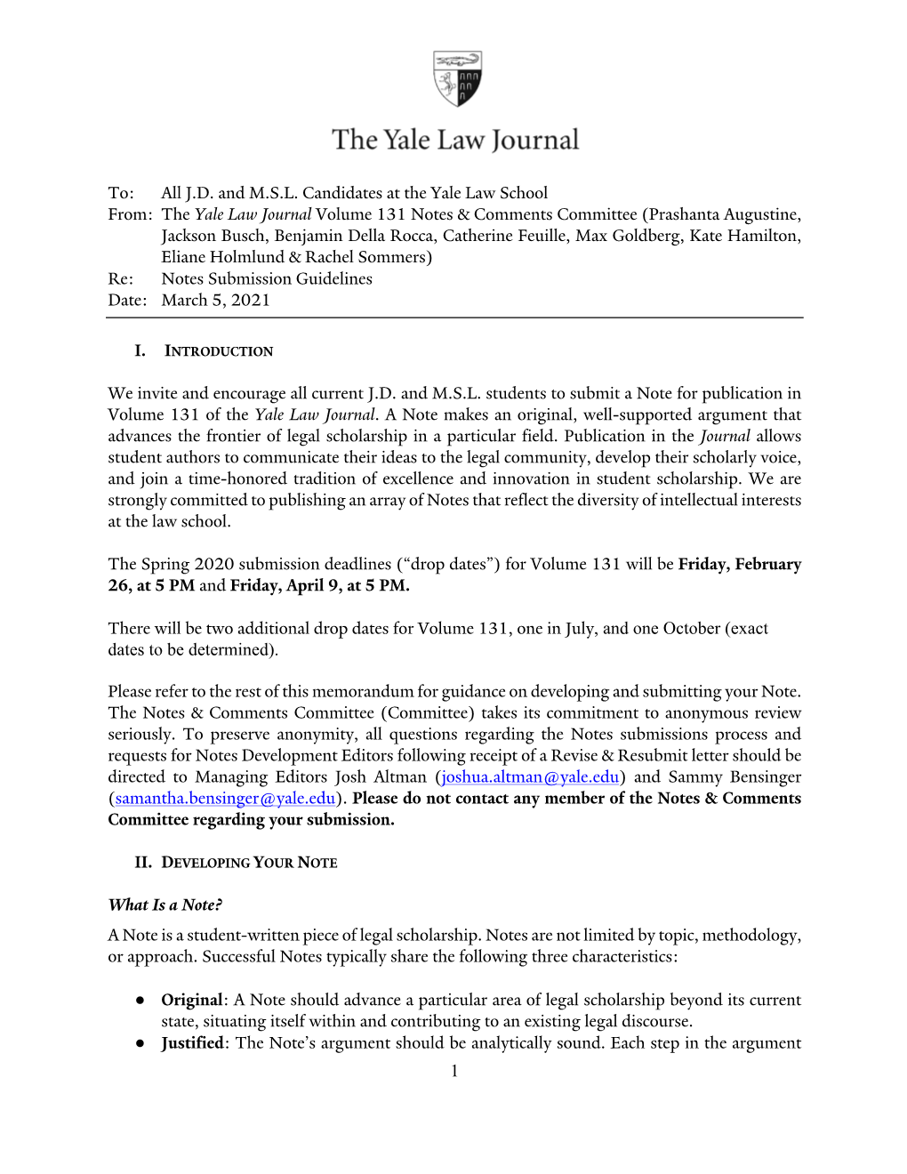 The Yale Law Journal Volume 131 Notes & Comments Committe