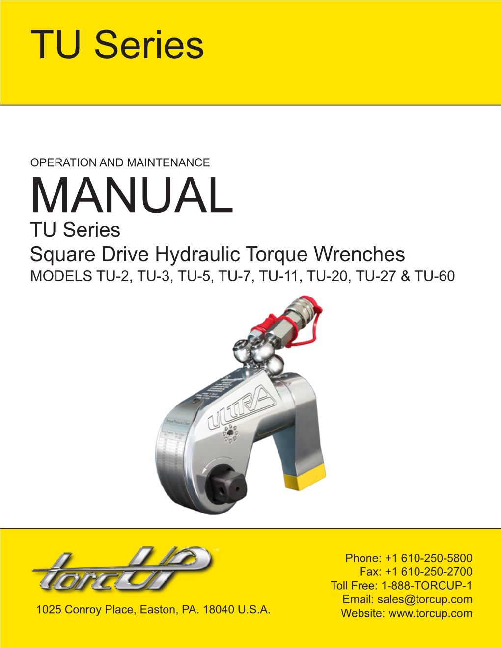 TU Series Square Drive Hydraulic Torque Wrench Operation Manual