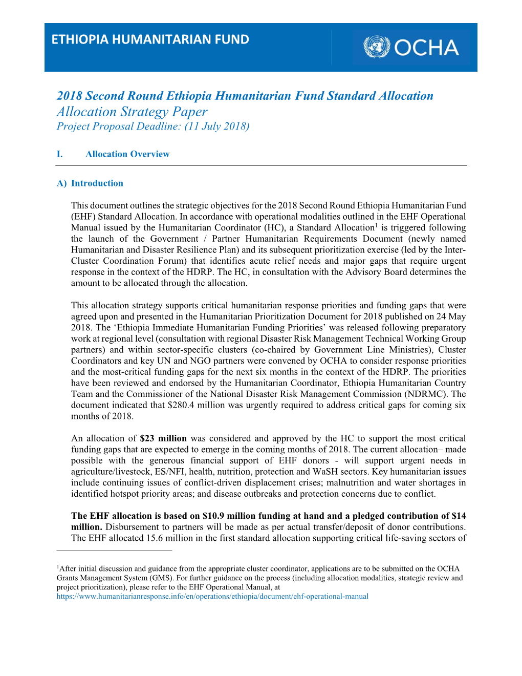 ETHIOPIA HUMANITARIAN FUND Allocation Strategy Paper